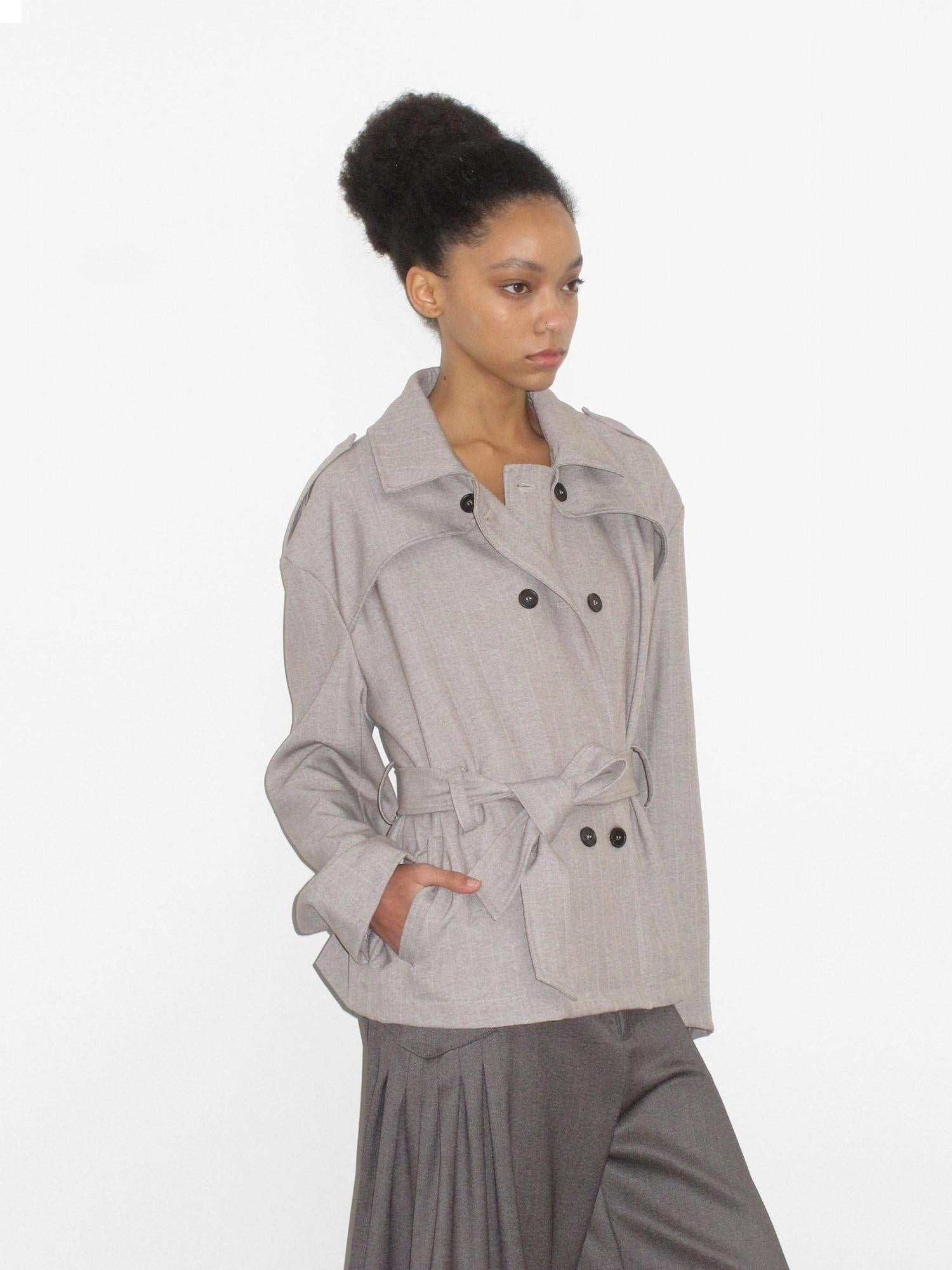 Mito de dar Windproof Tr Faux Wool Double Breasted Casual Loose Fit Women Short Coat