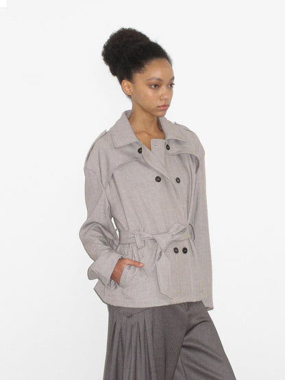 Mito de dar Windproof Tr Faux Wool Double Breasted Casual Loose Fit Women Short Coat