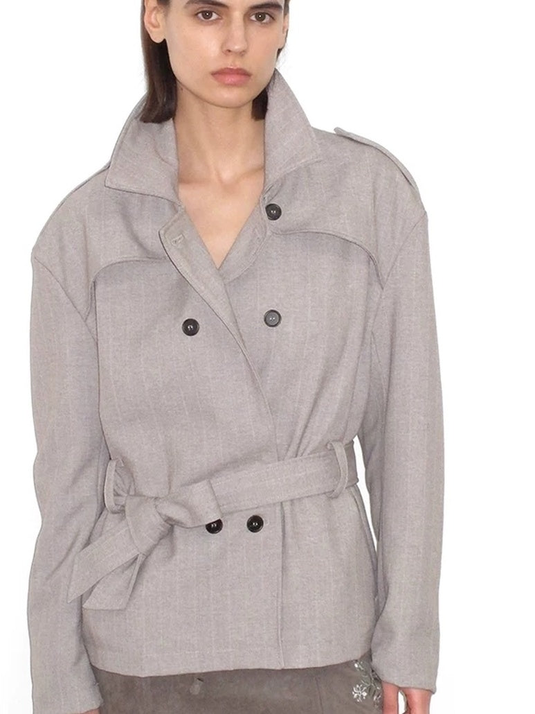 Mito de dar Windproof Tr Faux Wool Double Breasted Casual Loose Fit Women Short Coat