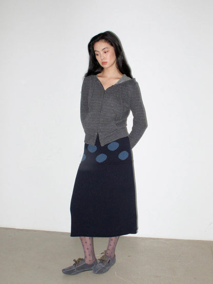 Mito de dar Wool Blend Polka Dot Knitted Midi Skirt