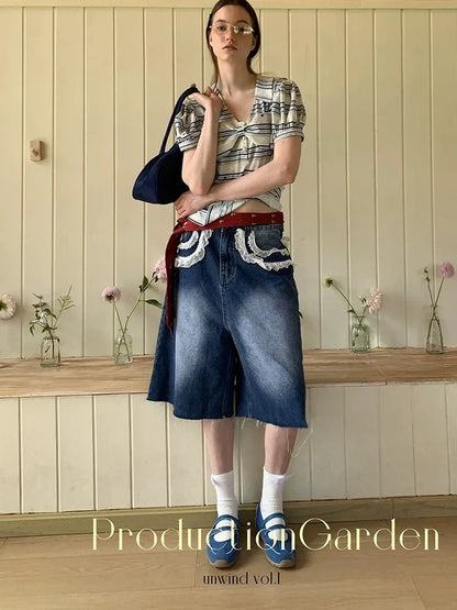 制造（后花园）------人人爱花裙 Moisture Wicking Slim Fit V Neck Puff Sleeve Bow Women Cross Heart Print T-Shirt