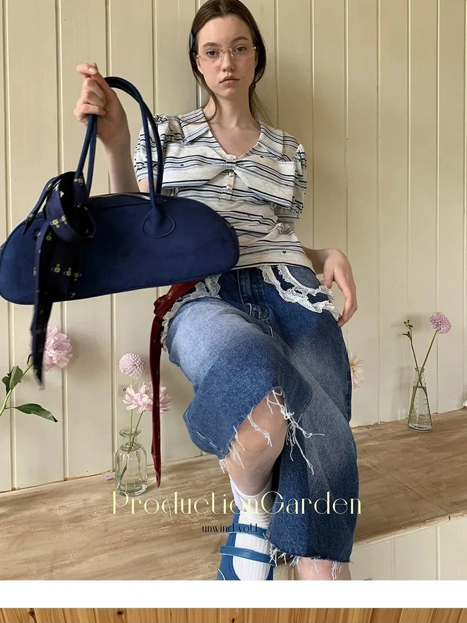 制造（后花园）------人人爱花裙 Moisture Wicking Slim Fit V Neck Puff Sleeve Bow Women Cross Heart Print T-Shirt