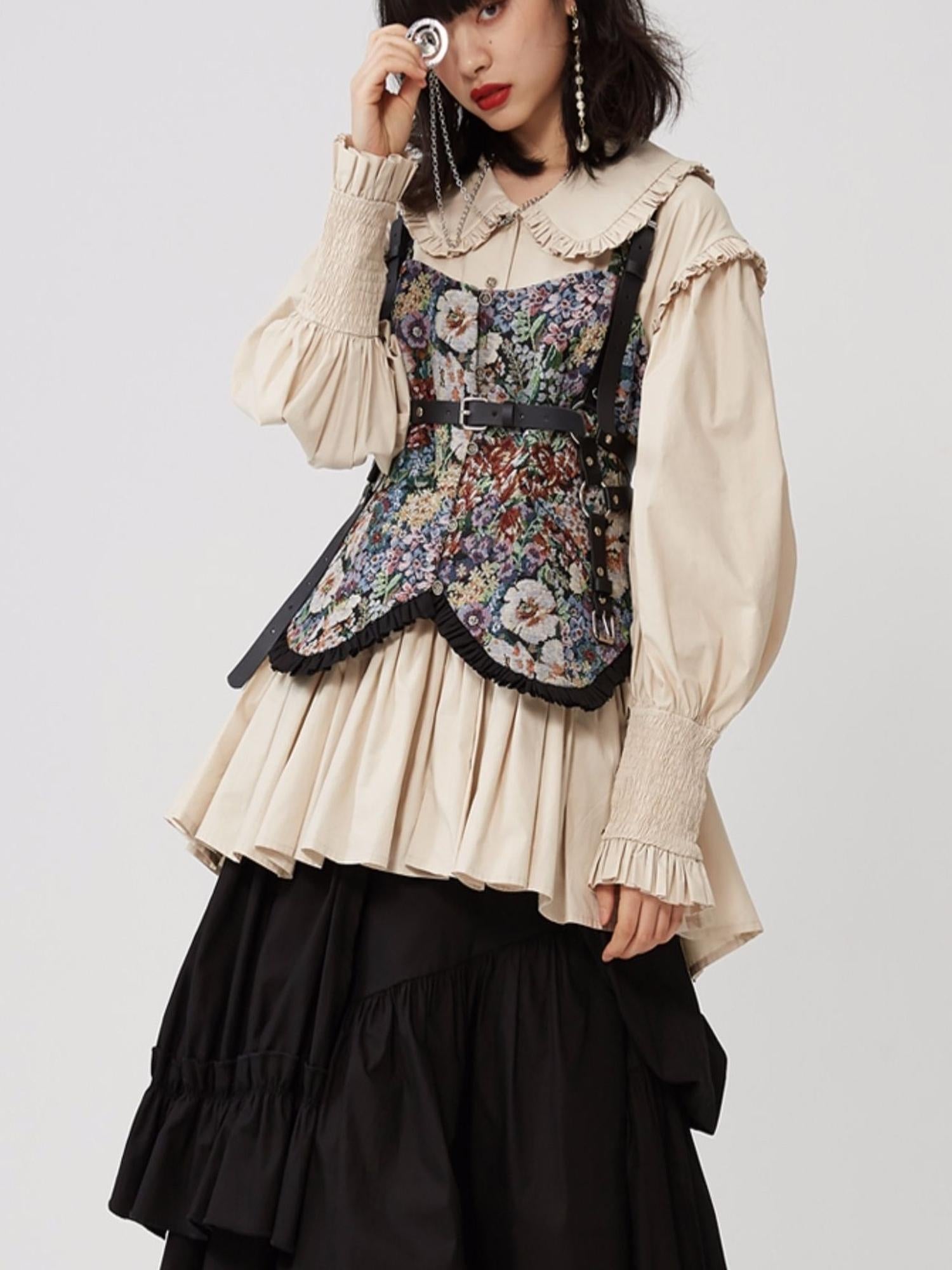 Sweet Mi Moonlit Asymmetry Shirring Pleated Skirt