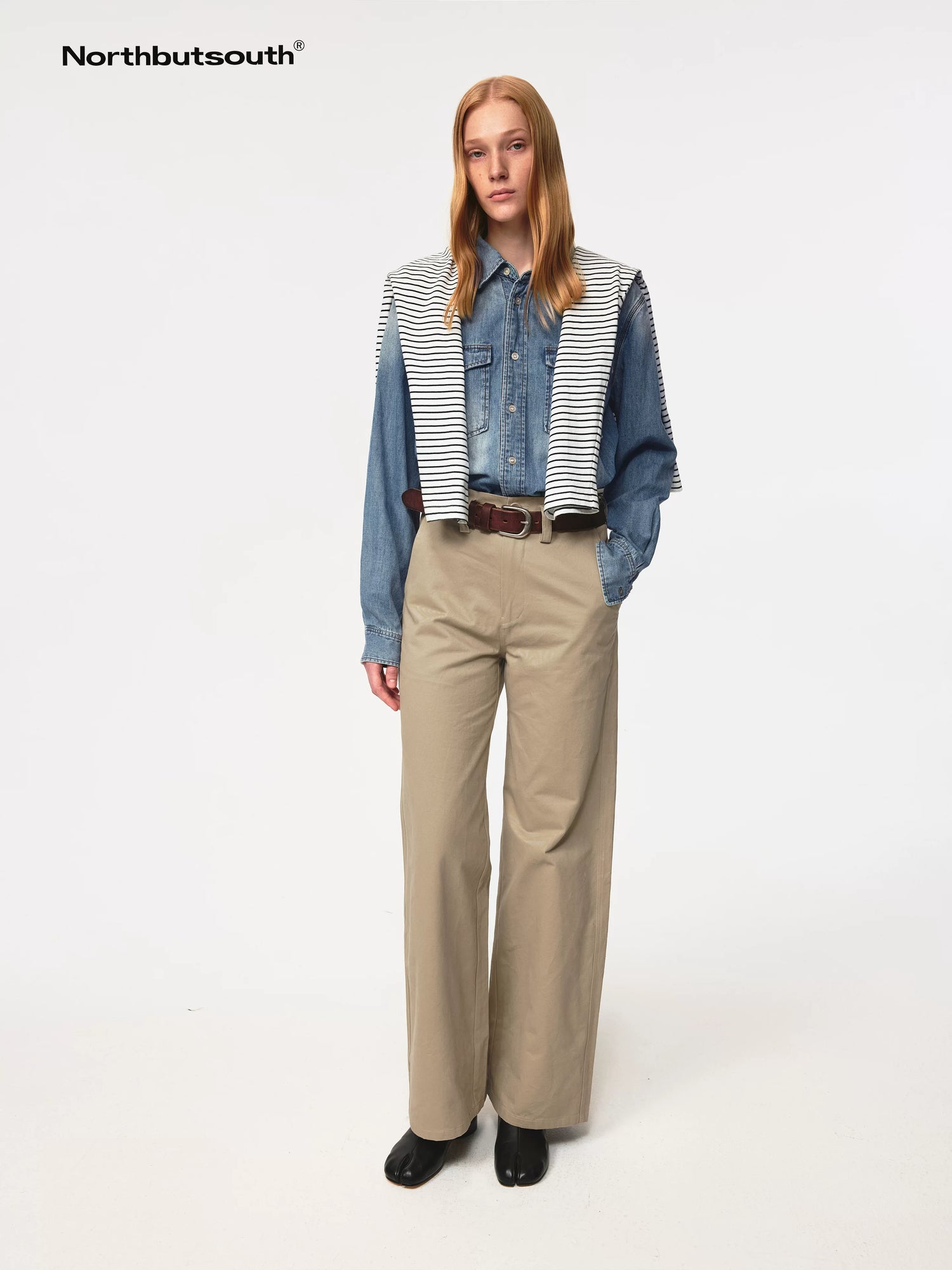 Multi Button Twill Relaxed Fit Straight Leg Pants