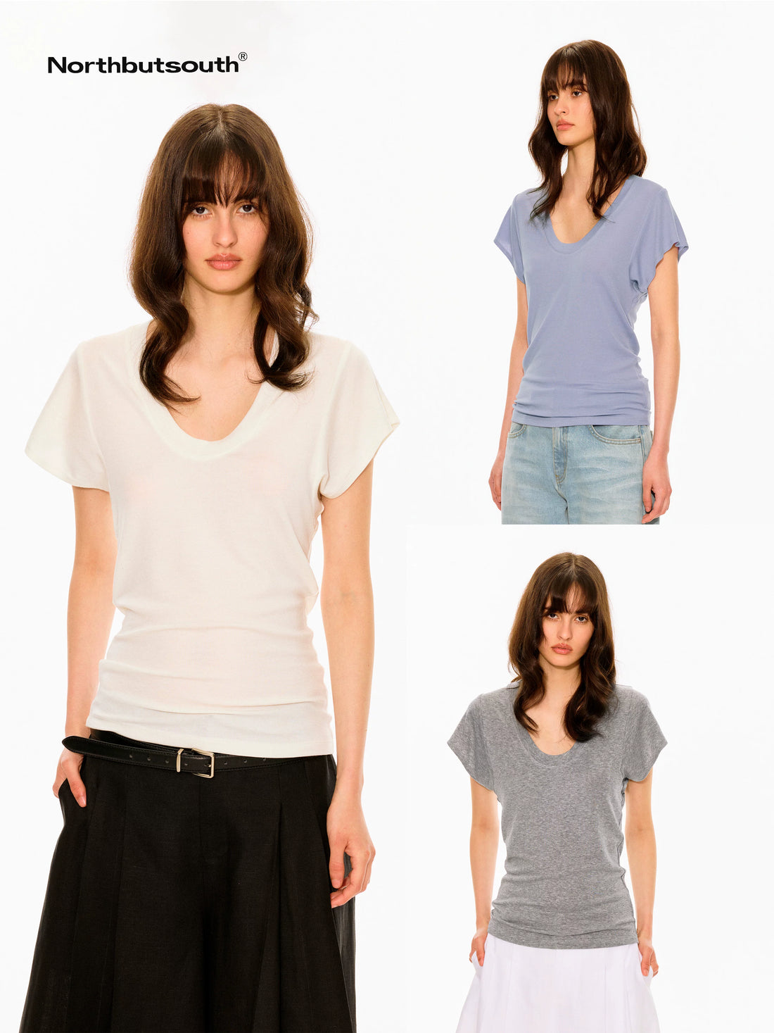 Multicolor Layered U Neck Raw Edge Women&