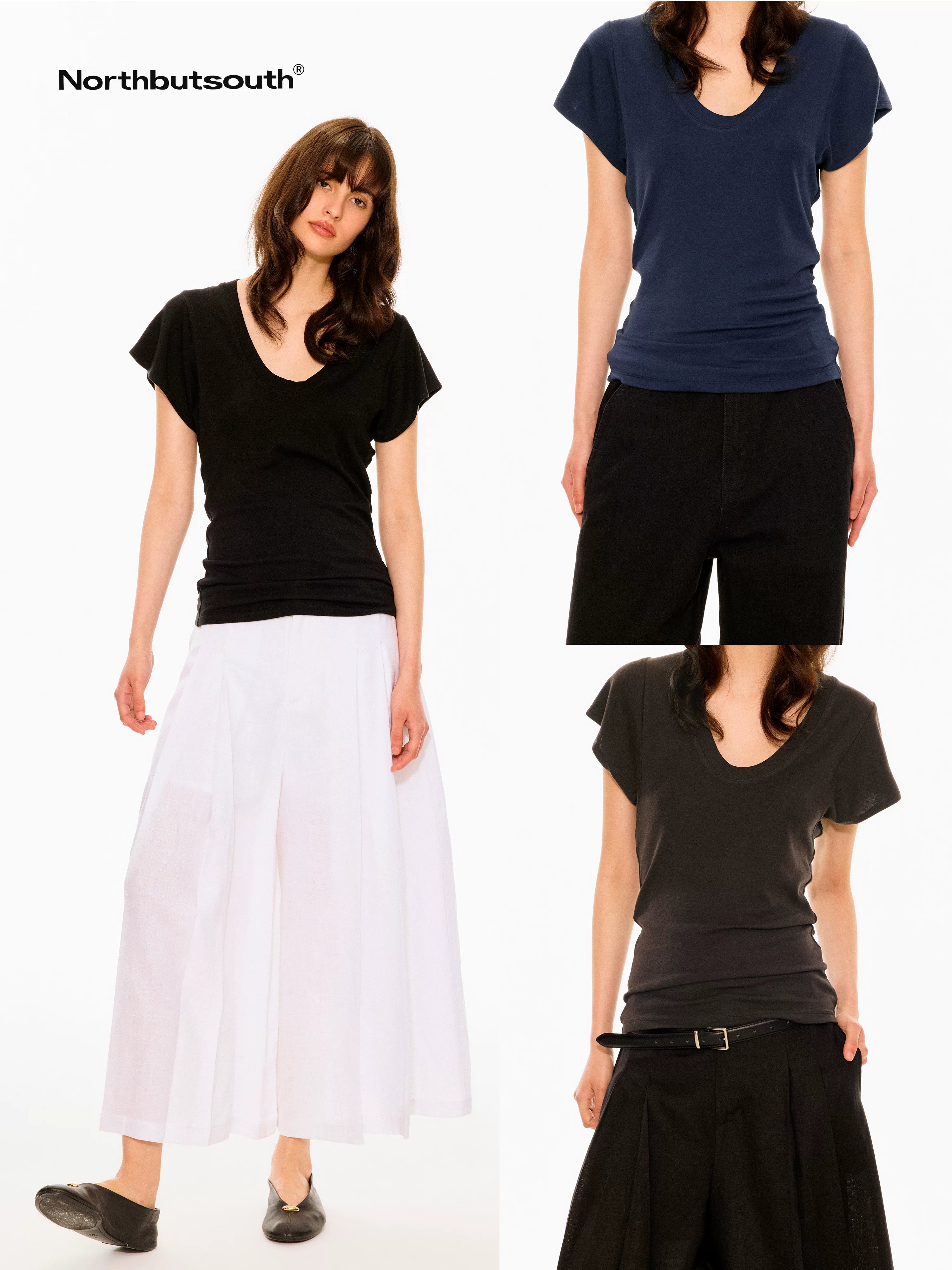Multicolor Layered U Neck Raw Edge Women&