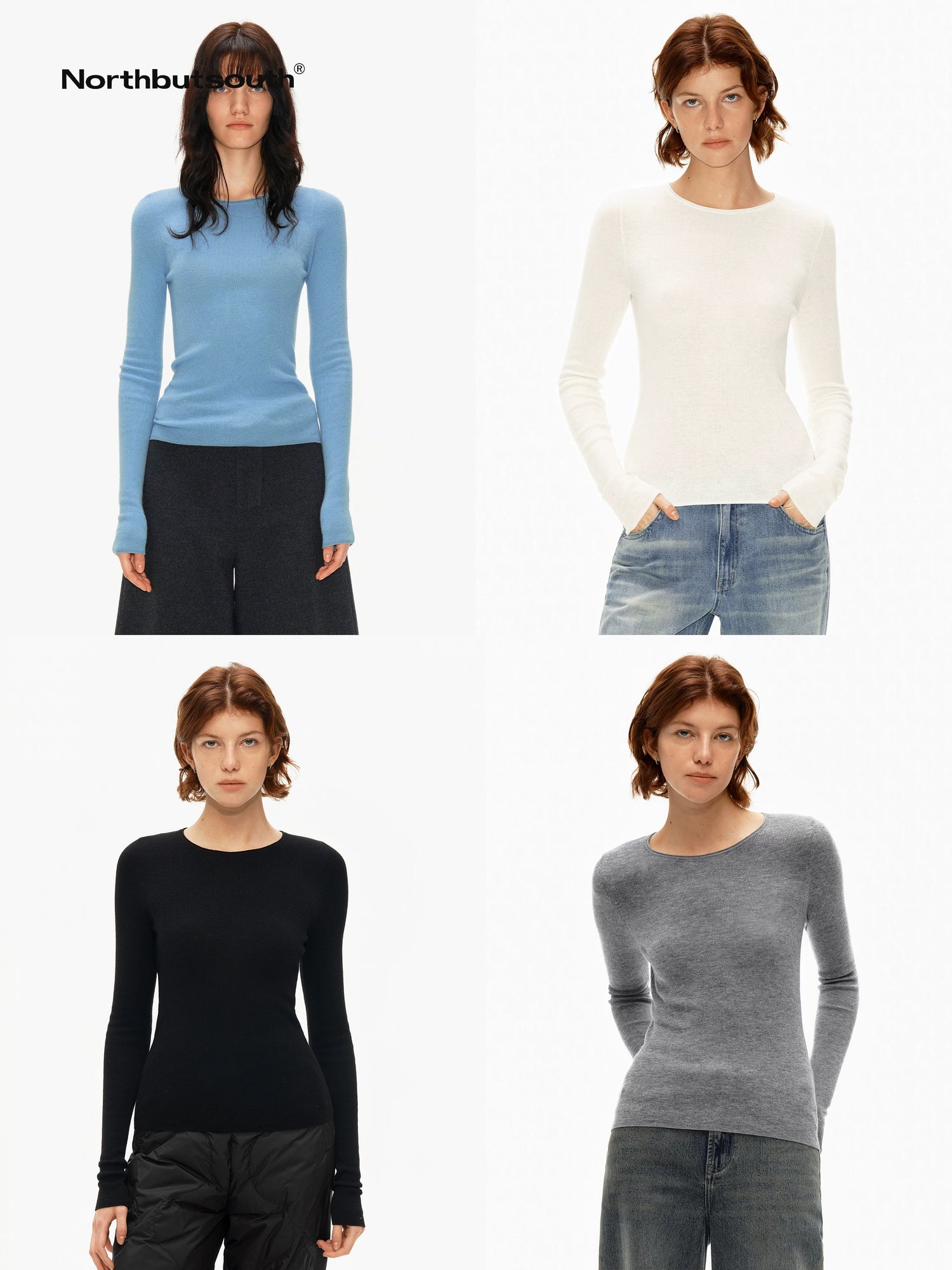 Multicolor Ribbed Rolled Hem Women&