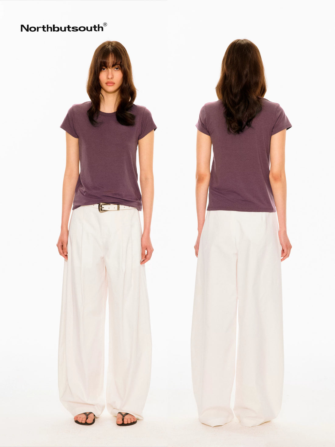 Multicolor Round Neck Slim Crop Women&
