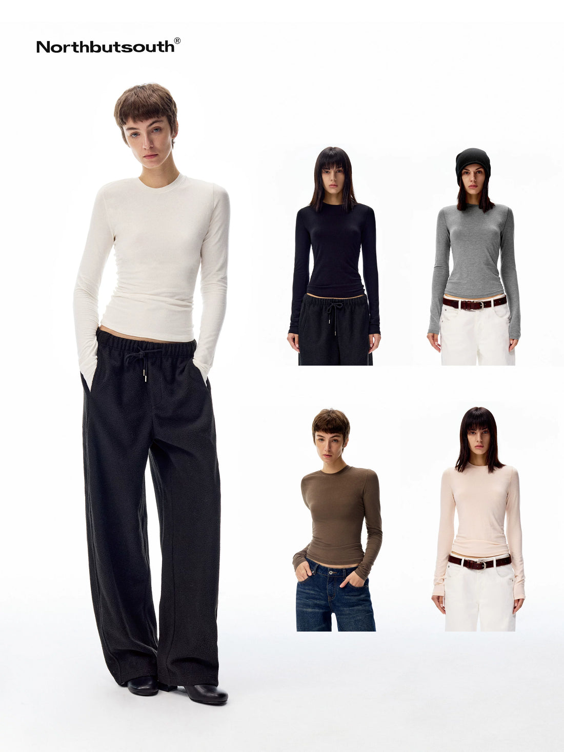 Multicolor Serged Edge Classic Crewneck Women&