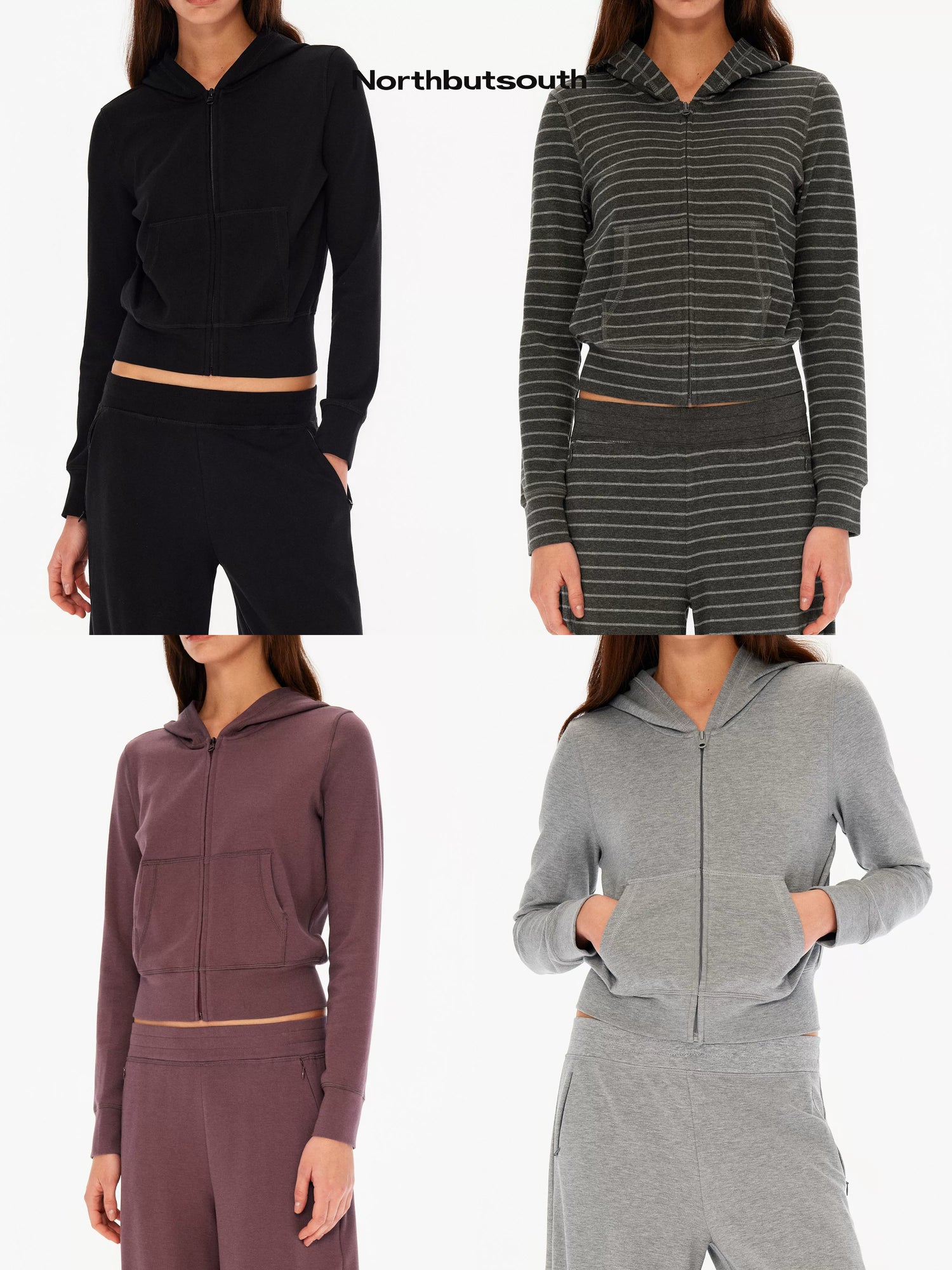 Multicolor Slim Fit High Stretch Hooded Cropped Women&