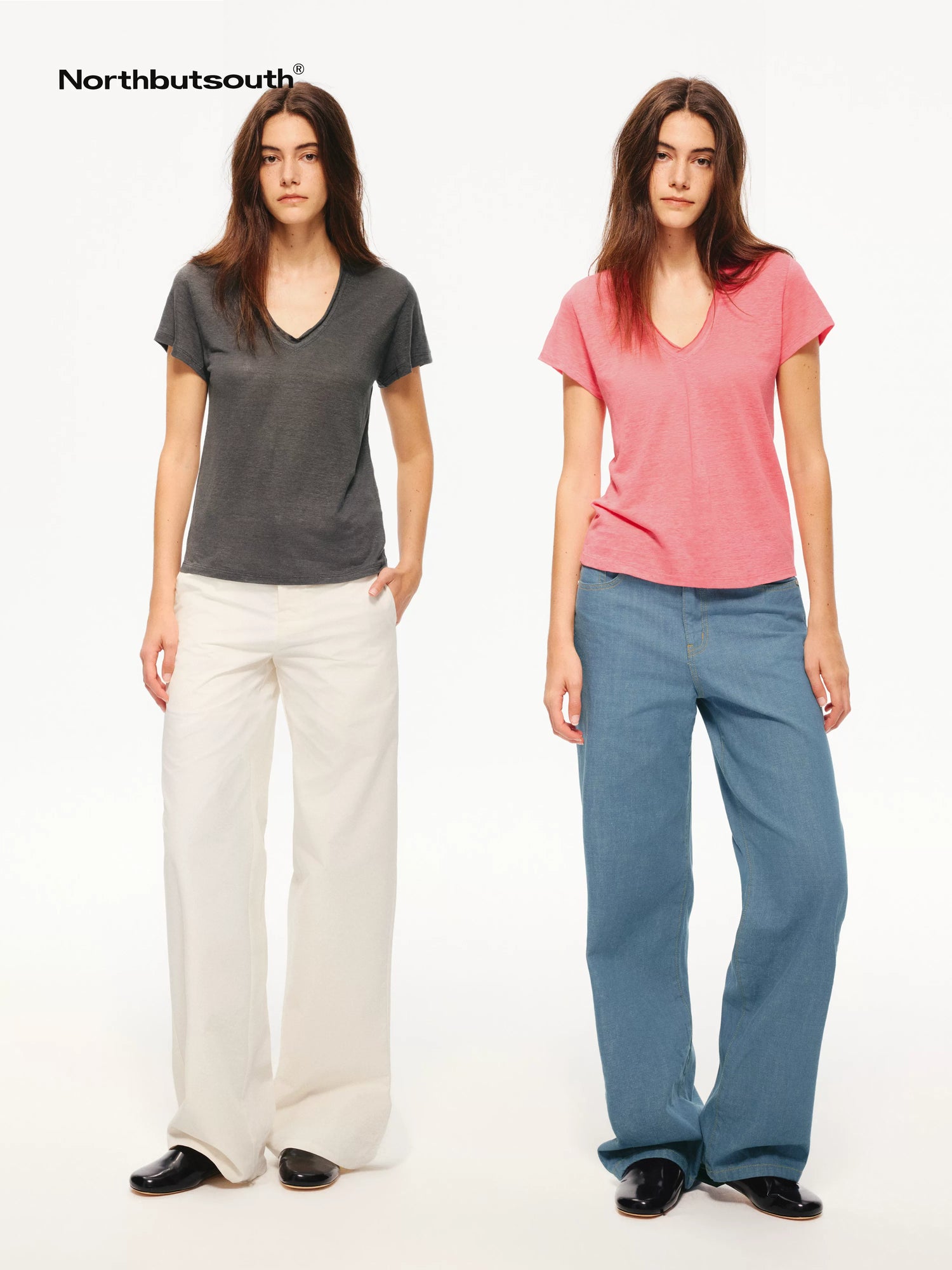 Multicolor Snowflake V-neck Rolled Hem Women&