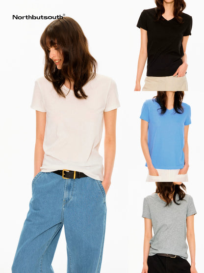 Multicolor V-neck Textured Straight Women&