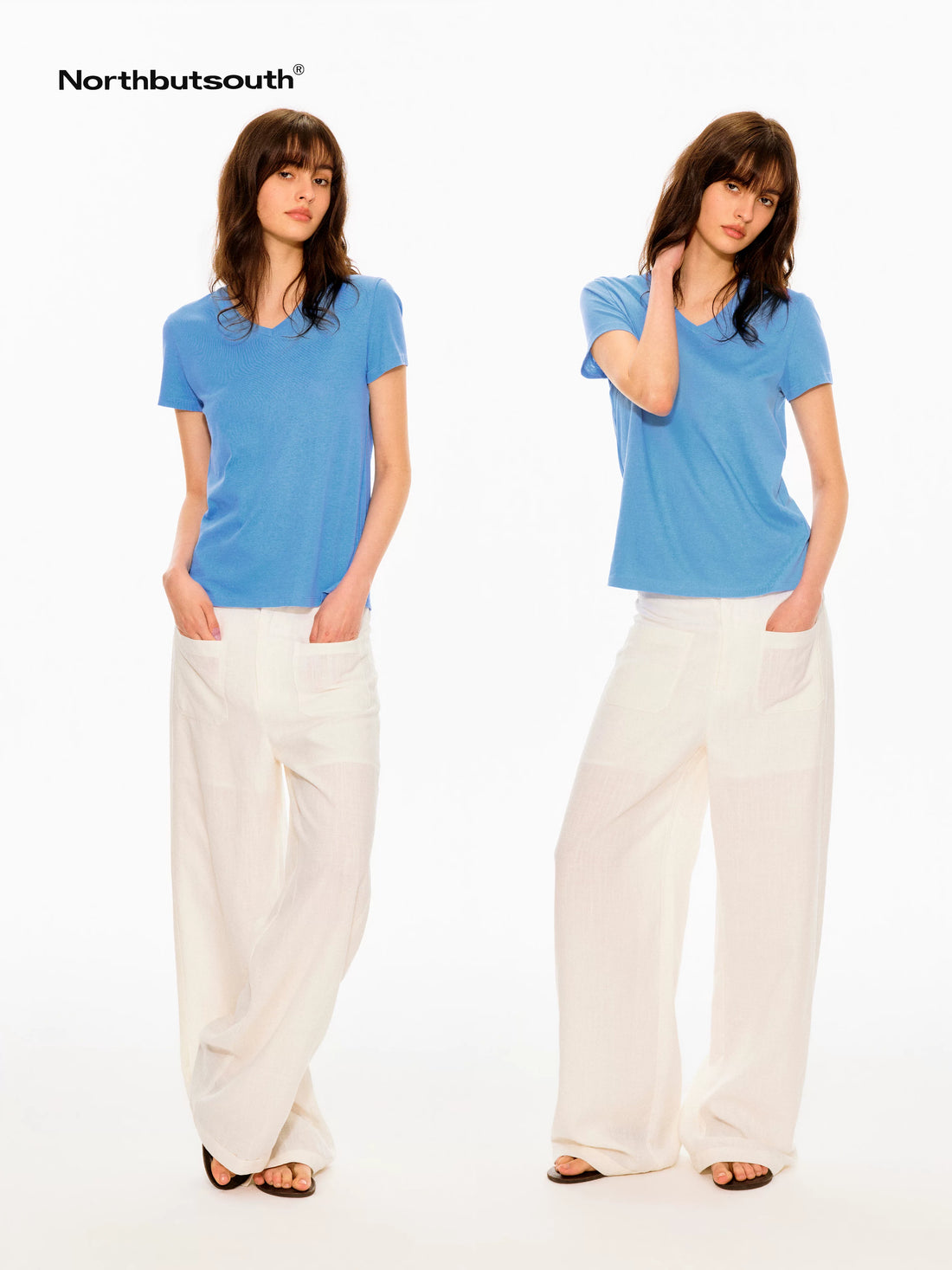 Multicolor V-neck Textured Straight Women&