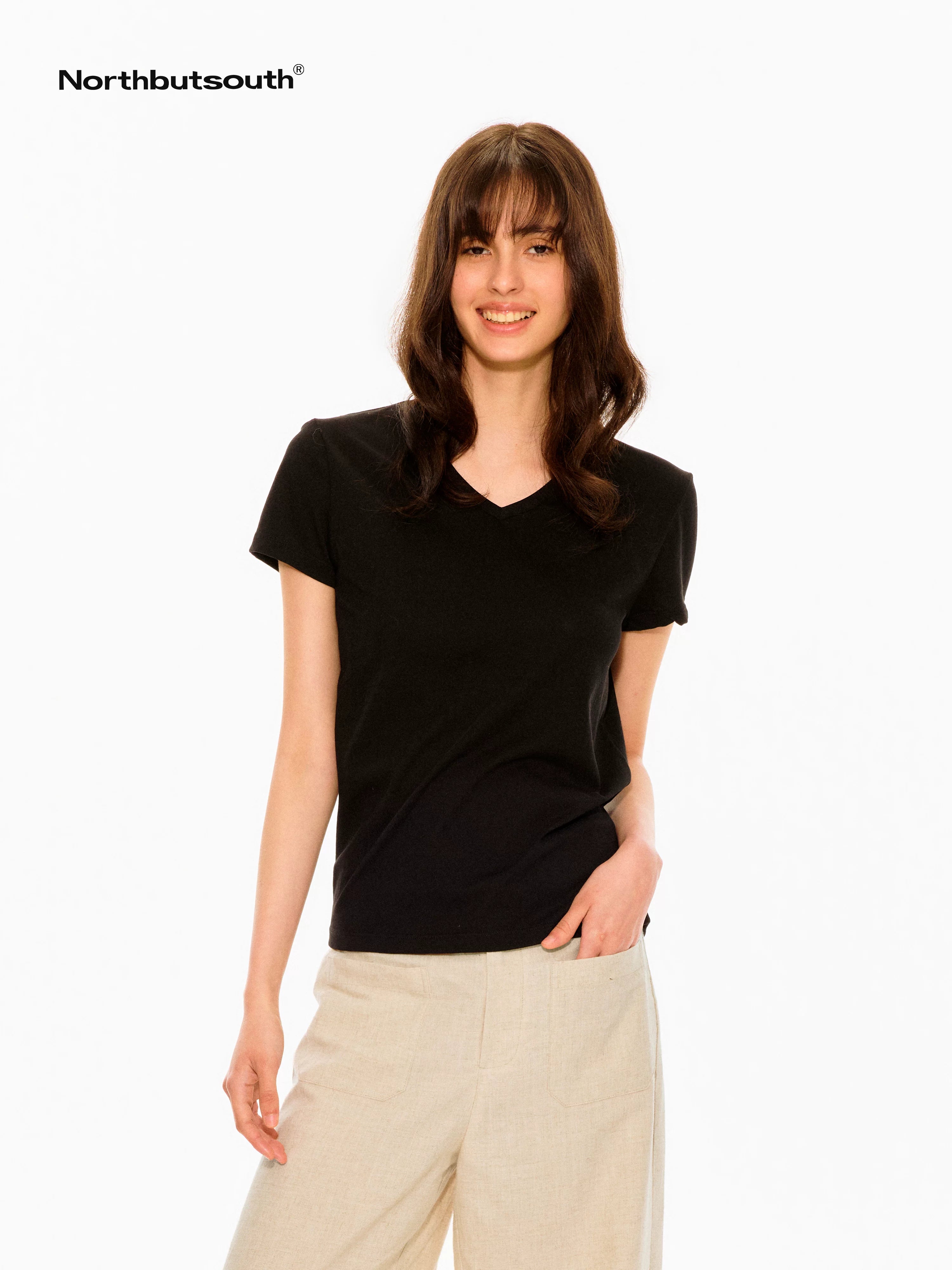 Multicolor V-neck Textured Straight Women&