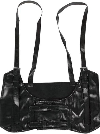 Multifunctional Slim Leather Belt With Detachable Straps Brown