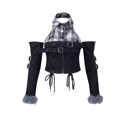 NANAICHILLI_Blue_And_Red_Plaid_High_Rise_Straight_Fit_Casual_Women_Checked_Jeans_MISSTT