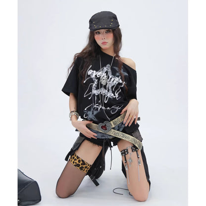 NANAICHILLI_Breathable_Cotton_Loose_Fit_Asymmetric_Neckline_Letter_Print_Women_Street_T-Shirt_MISSTT