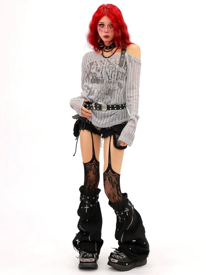 NANAICHILLI Breathable Wrinkle Free Sexy Printed Slim Fit Women Grey Long Sleeve T-Shirt