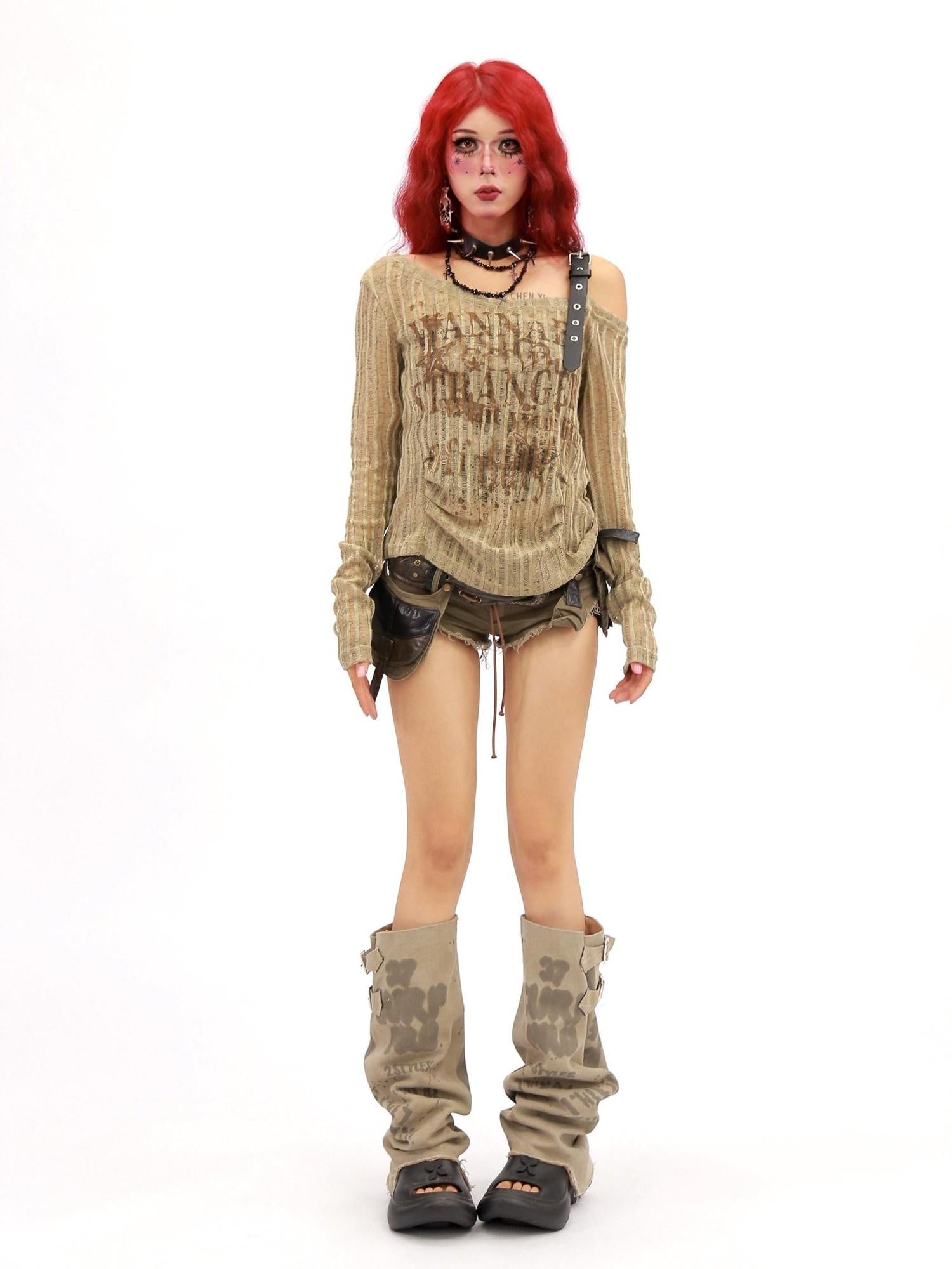 NANAICHILLI Breathable Wrinkle Free Sexy Printed Slim Fit Women Grey Long Sleeve T-Shirt