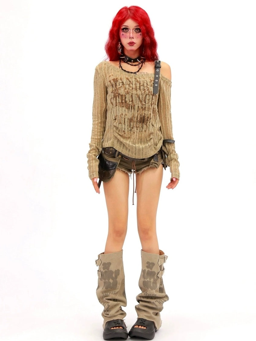 NANAICHILLI Breathable Wrinkle Free Sexy Printed Slim Fit Women Grey Long Sleeve T-Shirt