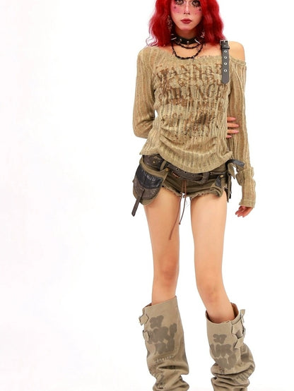 NANAICHILLI Breathable Wrinkle Free Sexy Printed Slim Fit Women Grey Long Sleeve T-Shirt