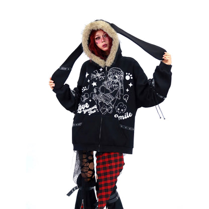 NANAICHILLI_Cartoon_Anime_Graphic_Loose_Fit_Zip_Up_Hooded_Long_Sleeve_Streetwear_Hoodies_MISSTT