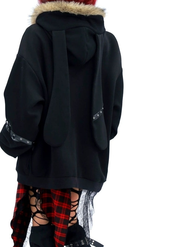 NANAICHILLI Cartoon Anime Graphic Loose Fit Zip Up Hooded Long Sleeve Streetwear Hoodies