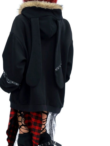 NANAICHILLI Cartoon Anime Graphic Loose Fit Zip Up Hooded Long Sleeve Streetwear Hoodies