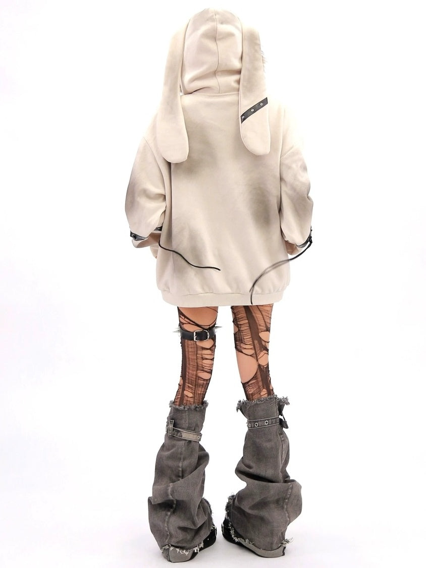 NANAICHILLI Cartoon Anime Graphic Loose Fit Zip Up Hooded Long Sleeve Streetwear Hoodies