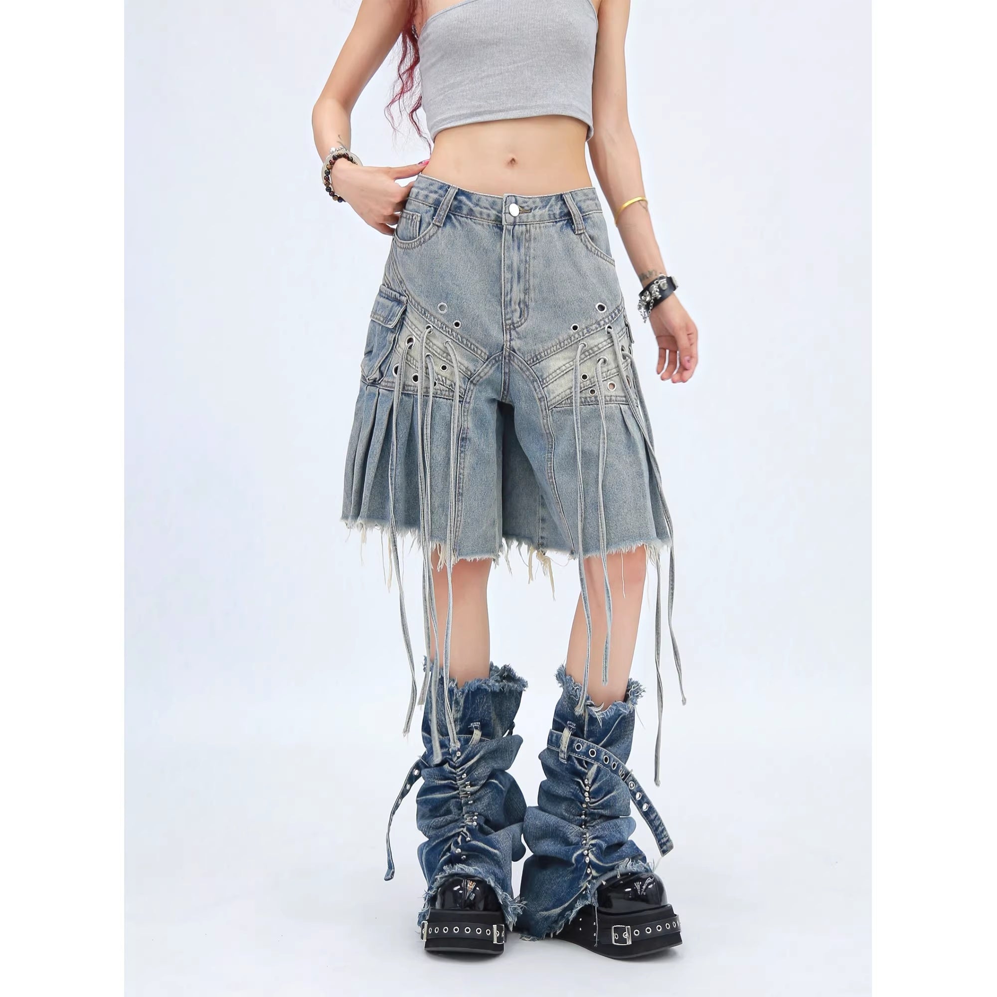 NANAICHILLI_Casual_Relaxed_Zip_Fly_Wide_Leg_Mid_Length_Natural_Waist_Womens_Blue_Black_Jeans_MISSTT