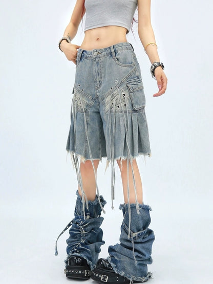 NANAICHILLI Casual Relaxed Zip Fly Wide Leg Mid Length Natural Waist Womens Blue Black Jeans