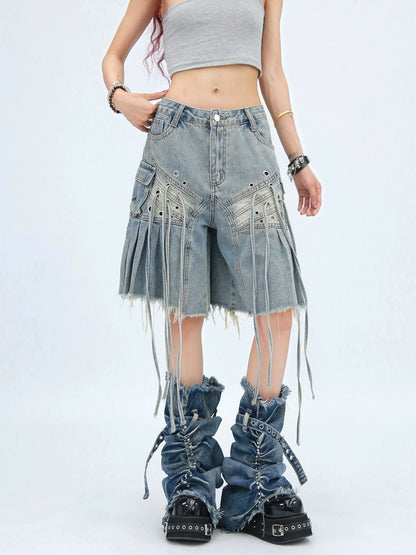 NANAICHILLI Casual Relaxed Zip Fly Wide Leg Mid Length Natural Waist Womens Blue Black Jeans