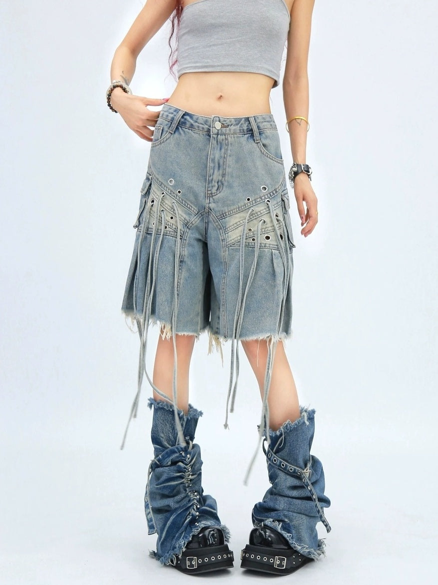 NANAICHILLI Casual Relaxed Zip Fly Wide Leg Mid Length Natural Waist Womens Blue Black Jeans