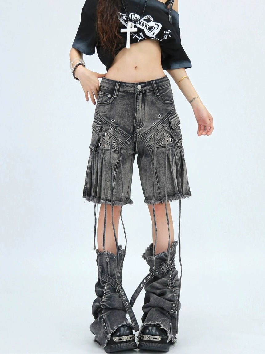 NANAICHILLI Casual Relaxed Zip Fly Wide Leg Mid Length Natural Waist Womens Blue Black Jeans