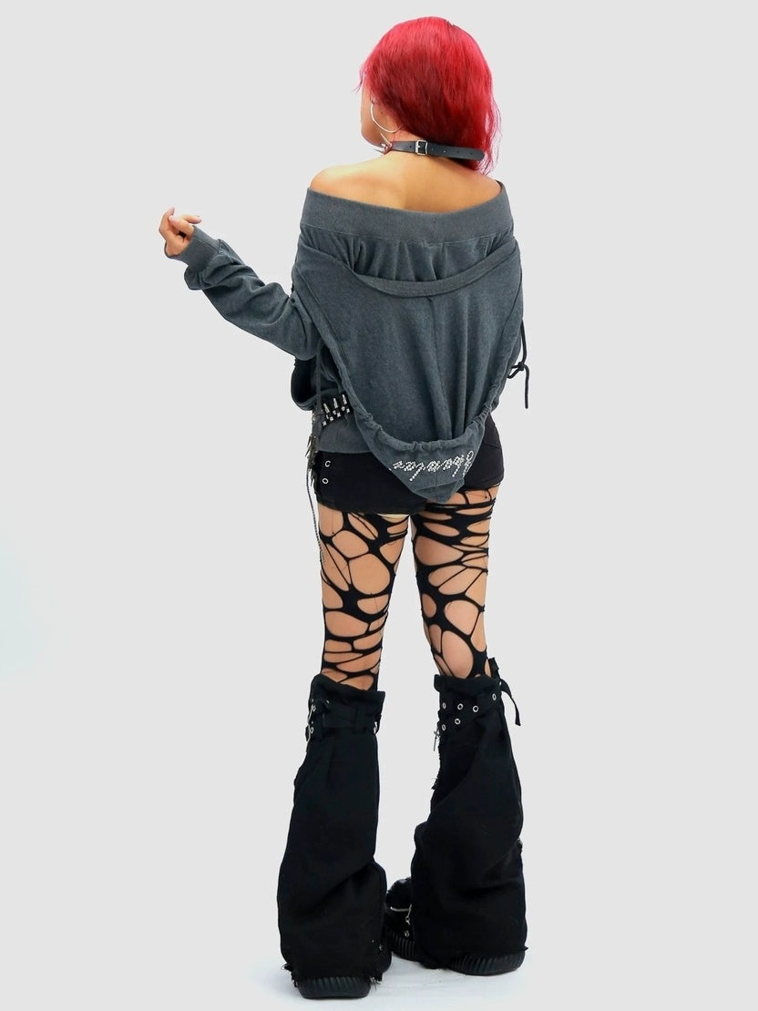 NANAICHILLI Cozy Oversized Pullover Street Style Hooded Long Sleeve Plain Gray Hoodies