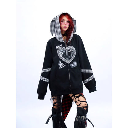 NANAICHILLI_Cozy_Oversized_Zip_Up_Cartoon_Anime_Streetwear_Casual_Beige_Black_Hoodies_MISSTT