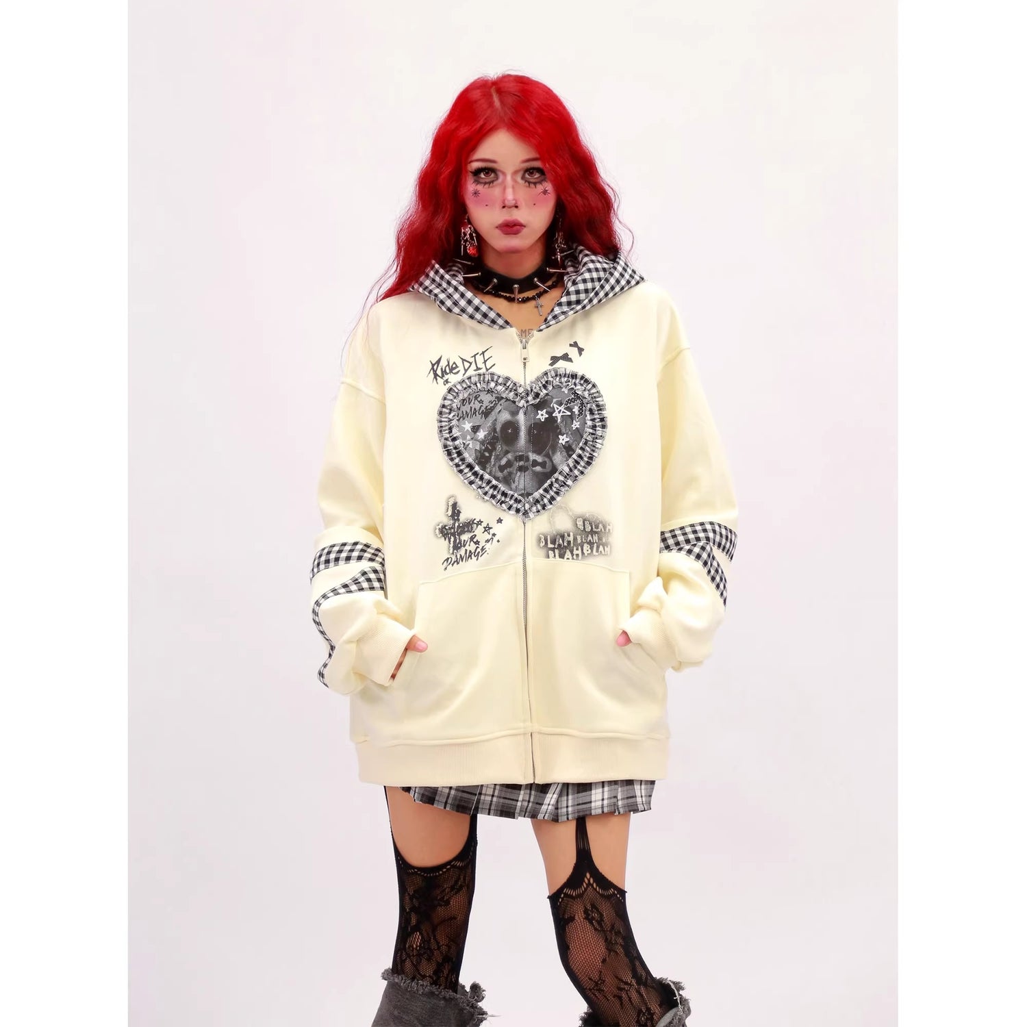 NANAICHILLI_Cozy_Oversized_Zip_Up_Cartoon_Anime_Streetwear_Casual_Beige_Black_Hoodies_MISSTT