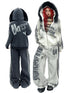NANAICHILLI Cozy Zip Hooded Sweatshirt With Straight Leg Pants Unisex Loungewear Set