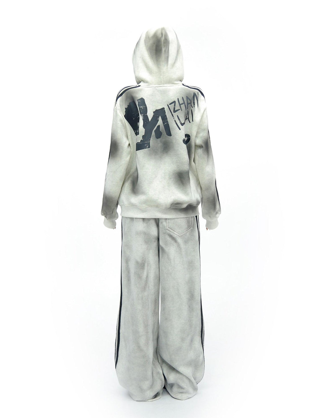 NANAICHILLI Cozy Zip Hooded Sweatshirt With Straight Leg Pants Unisex Loungewear Set