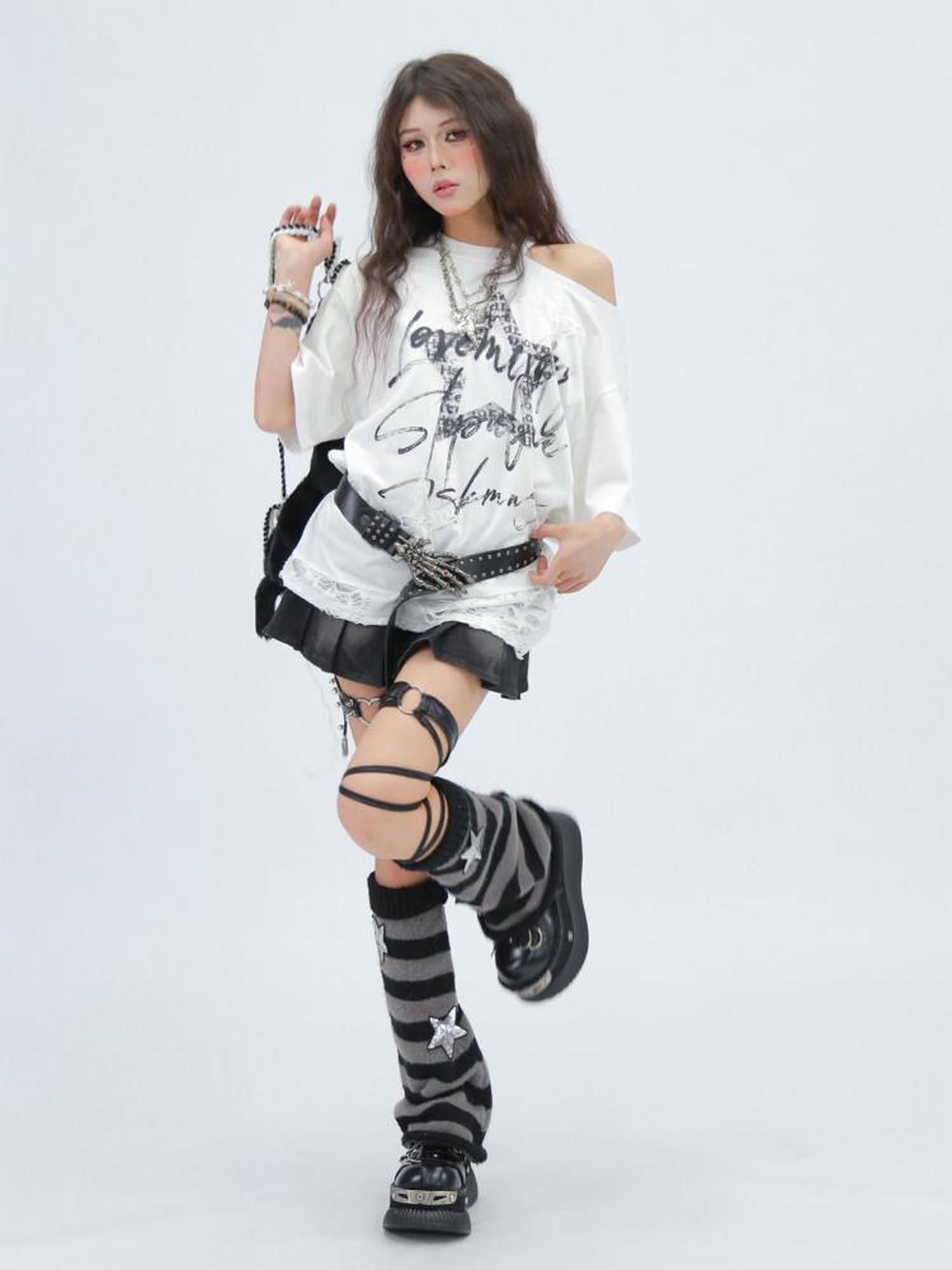 NANAICHILLI Creative Print Sexy Loose Fit Round Neck Women 100 Percent Cotton T-Shirt