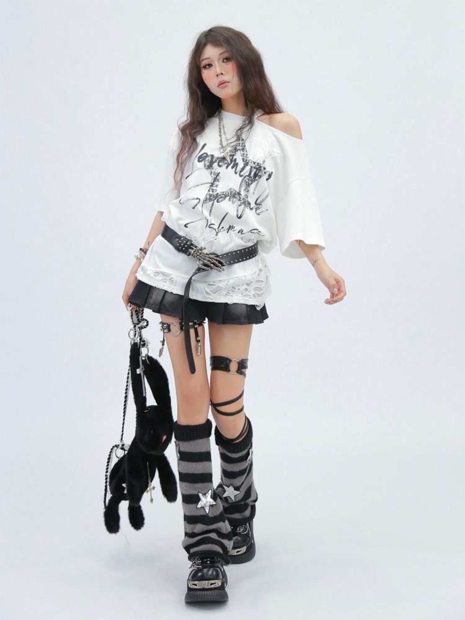 NANAICHILLI Creative Print Sexy Loose Fit Round Neck Women 100 Percent Cotton T-Shirt