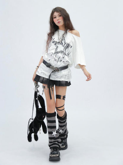 NANAICHILLI Creative Print Sexy Loose Fit Round Neck Women 100 Percent Cotton T-Shirt