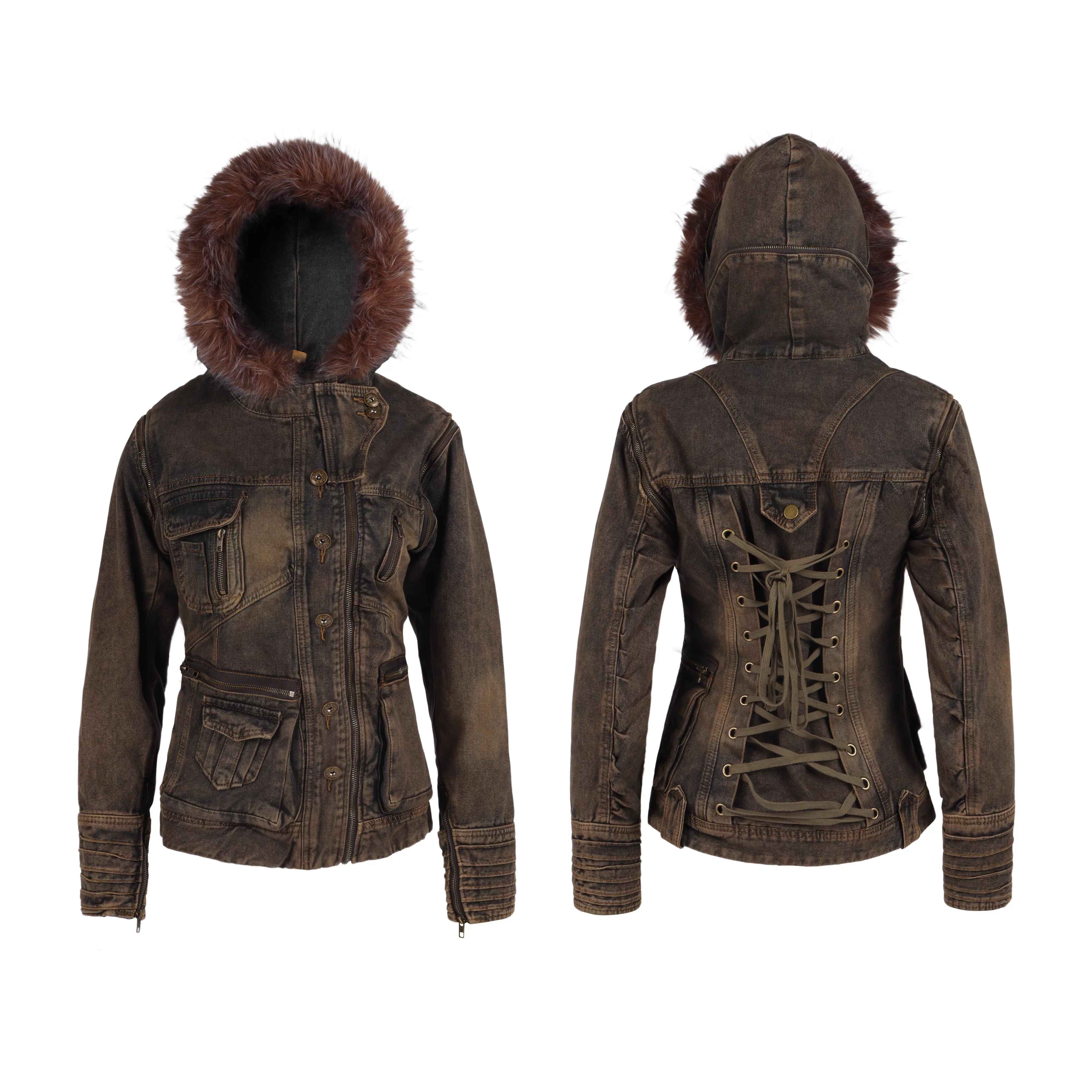 NANAICHILLI_Detachable_Fur_Hood_Cotton_Street_Cinched_Waist_Patch_Pockets_Utility_Jacket_MISSTT
