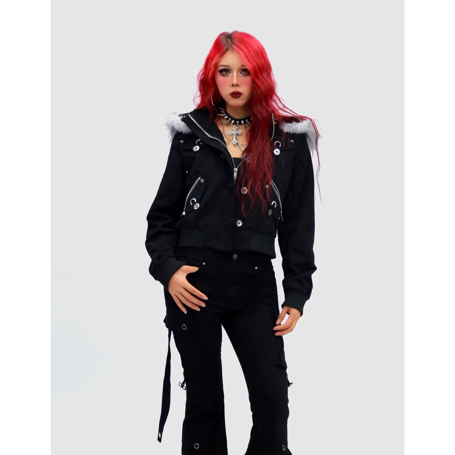 NANAICHILLI_Detachable_Hood_Cropped_Cotton_Button_Front_Edgy_Sexy_Dark_Night_Utility_Jacket_MISSTT