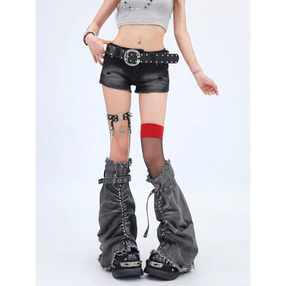 NANAICHILLI_Durable_Washed_Embroidered_Low_Rise_Slim_Stretch_Denim_Skinny_Shorts_MISSTT