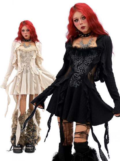 NANAICHILLI Elegant Versatile Apricot Black A Line Women Casual Office Midi Dresses