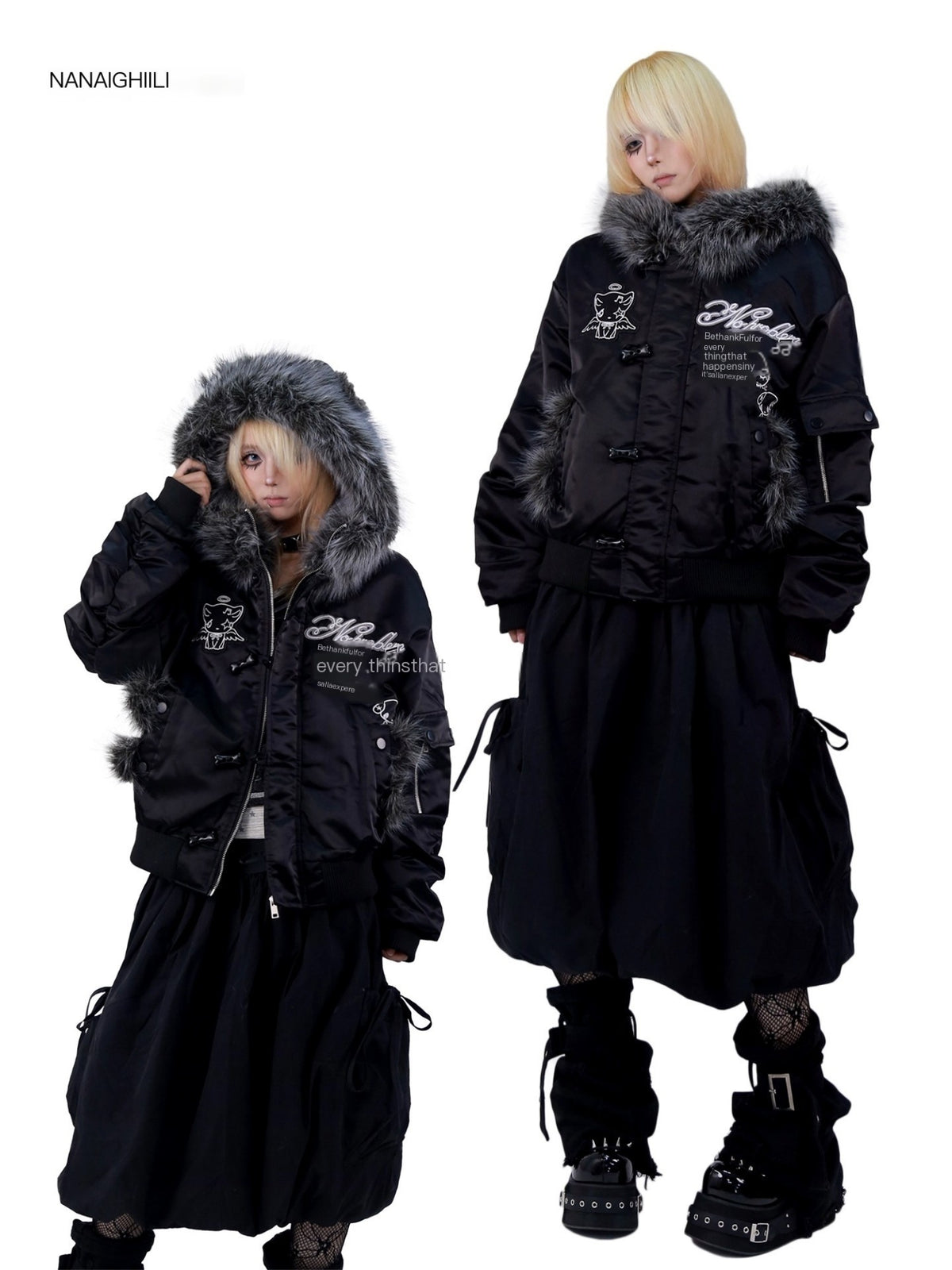NANAICHILLI_Embroidered_Letter_Faux_Fur_Hooded_Horn_Button_Women&
