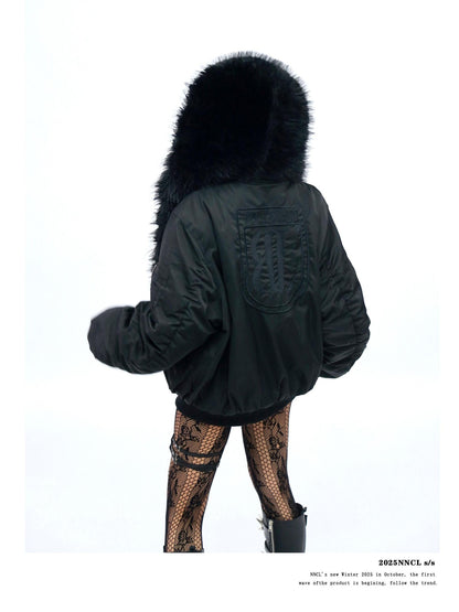 NANAICHILLI Faux Fur Scarf Collar Detachable Hood Windproof Loose Women&