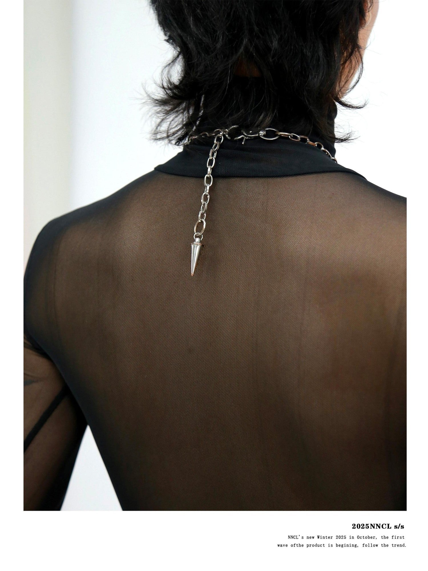 NANAICHILLI Gunmetal Punk Skull Spike Layered Chain Women&