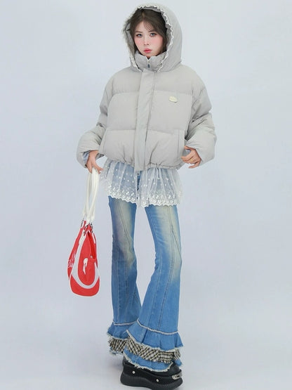 NANAICHILLI High Waist Subtle Flare Long Length Womens Black Blue Stretch Denim Jeans